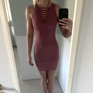 Mauve sweater dress, very sexy!